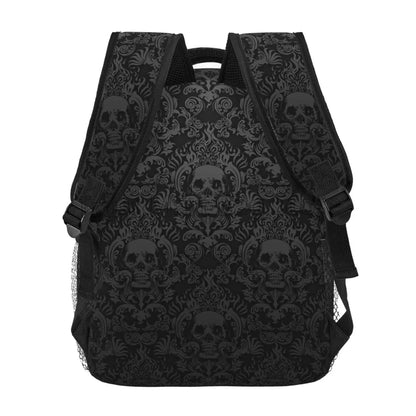 Goth Pattern Skull Black Daypack Casual Damask Travel Unisex Bag