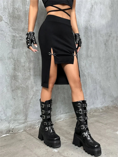 Mini Short Female Grunge Front Split Mall Aesthetic Gothic Skirt