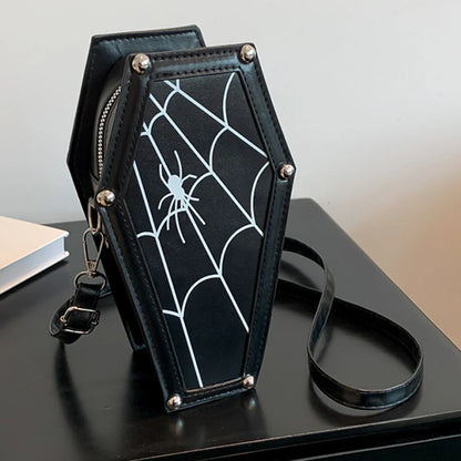 Gothic Shape Coffin PU Halloween Funny Cosmetic Leather Bag