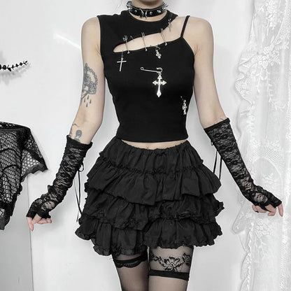 Harajuku Gothic Y2K Fashion Cross Bustier Crop Top