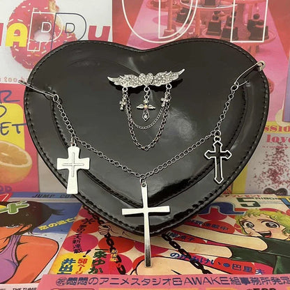 Y2K Shaped Gothic Crossbody Shoulder Cross Punk Women Heart Subculture Bag