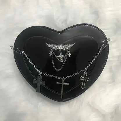 Y2K Shaped Gothic Crossbody Shoulder Cross Punk Women Heart Subculture Bag