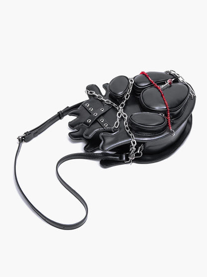 Original Binding Sexy Punk Dark Heart Chain Shoulder Metal Gothic Style Bag