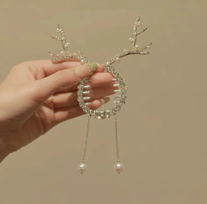 Christmas Elk Horn Tassel Golden Hair Accessory - Festive Fashion