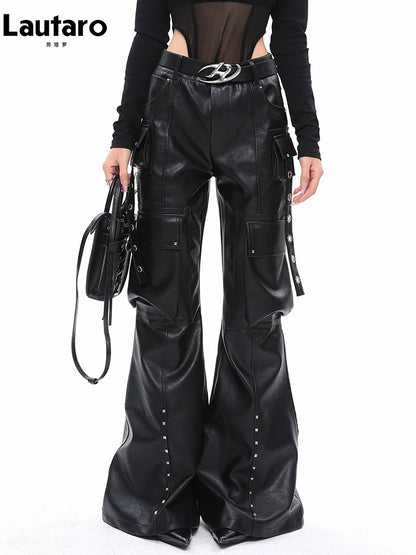 Spring Autumn Soft Black Baggy High Waist Luxury Designer American Pants