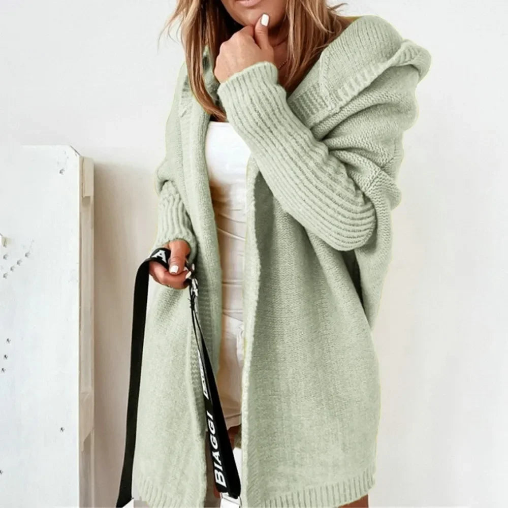 Loose Doll Sleeve Knit Sweater Long Autumn Winter Ladies Coats