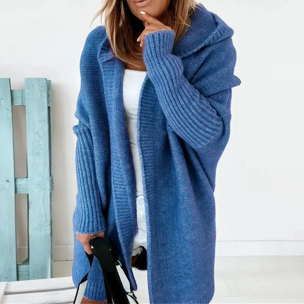 Loose Doll Sleeve Knit Sweater Long Autumn Winter Ladies Coats