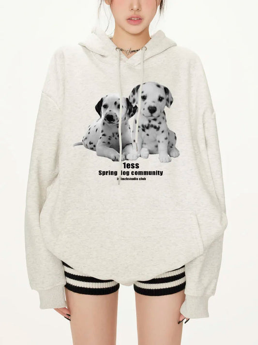 Loose White Y2K Cute Korean Chic Design Hoodie