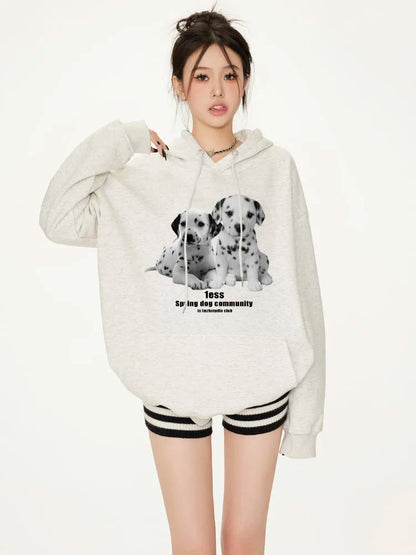 Loose White Y2K Cute Korean Chic Design Hoodie