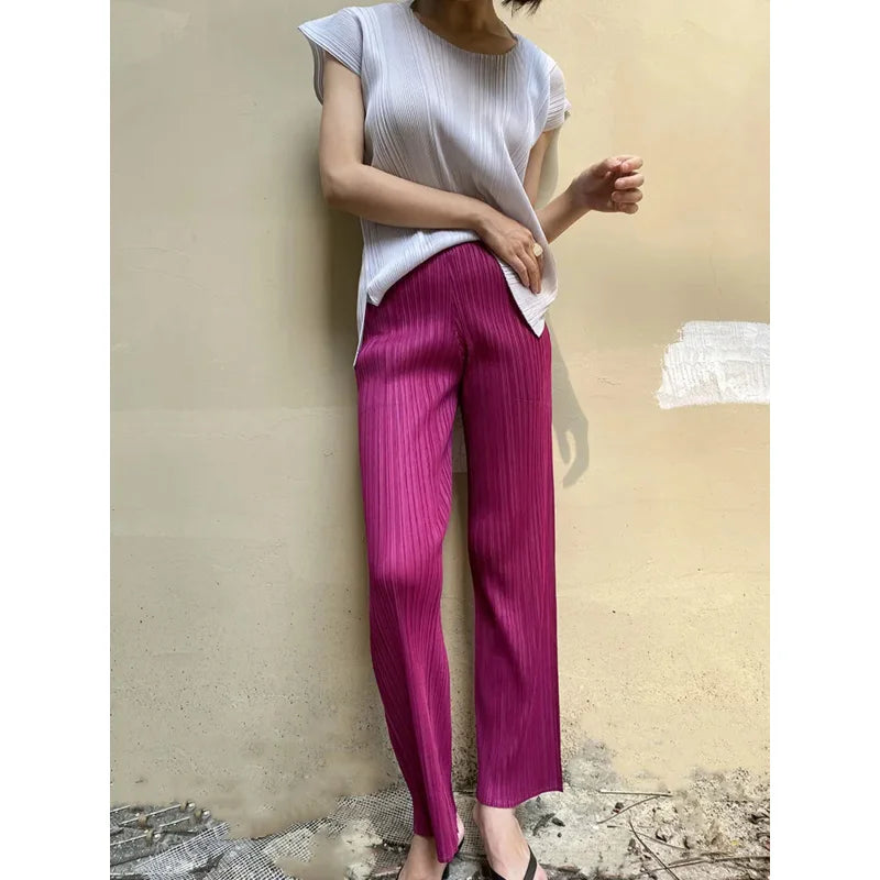 Pleated New Color High Waist Elegant Casual Classic Ankle-Length Pants