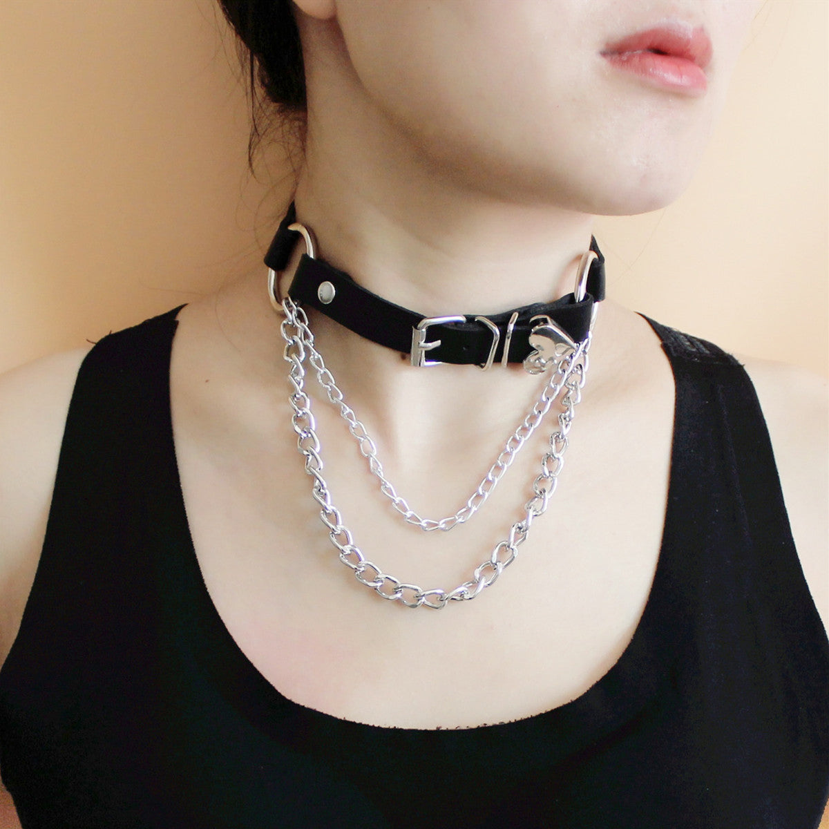 Punk PU Gothic Leather Irregular Choker Necklace