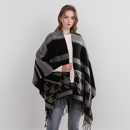 Thick Long Casual Color-block British Style Warm Scarf