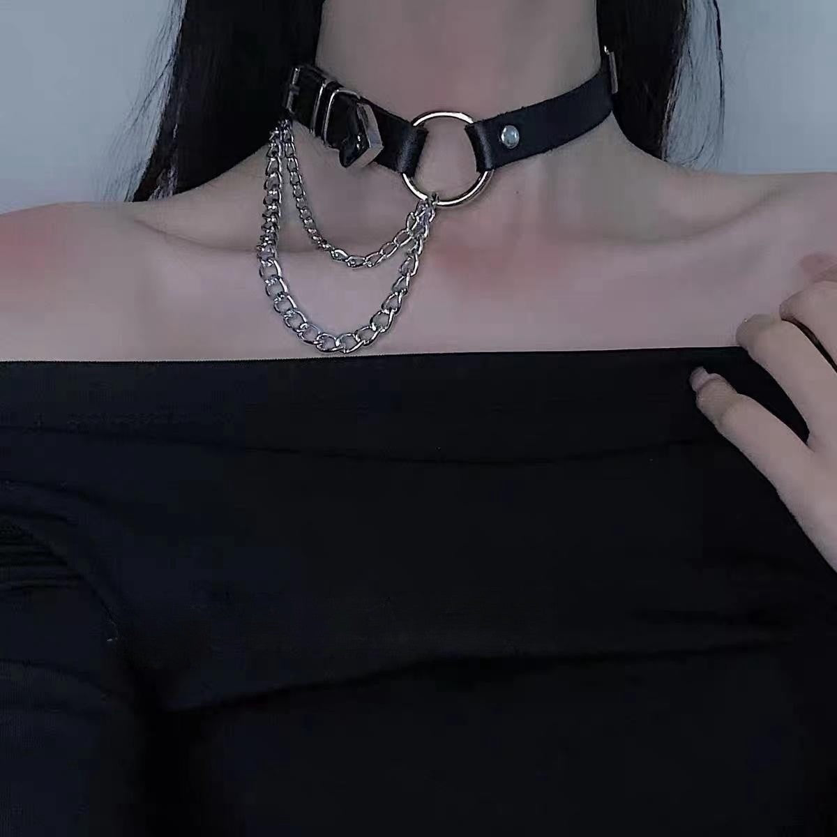 Punk PU Gothic Leather Irregular Choker Necklace