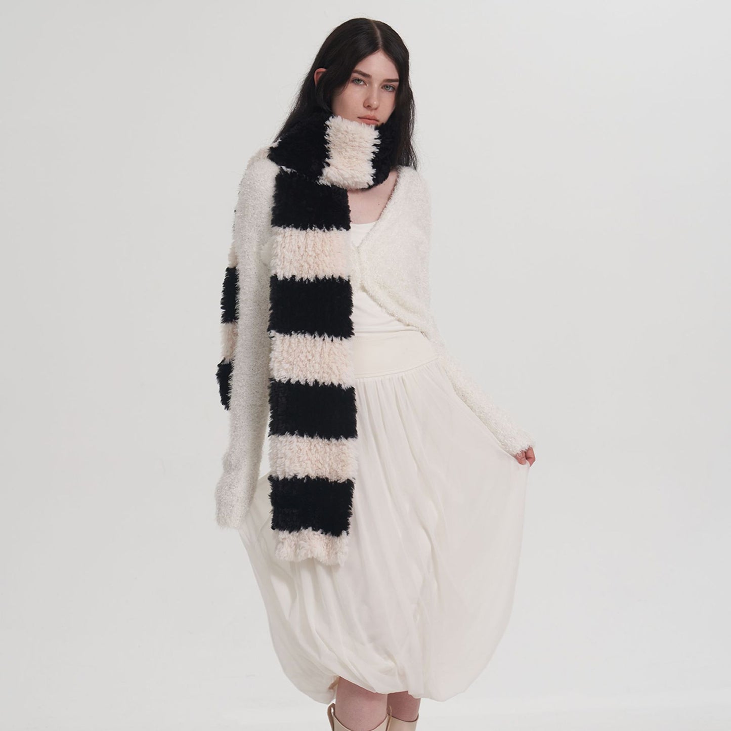 Soft Fluffy Faux Fur Thick Warm Cute Korean Knitted Scarf