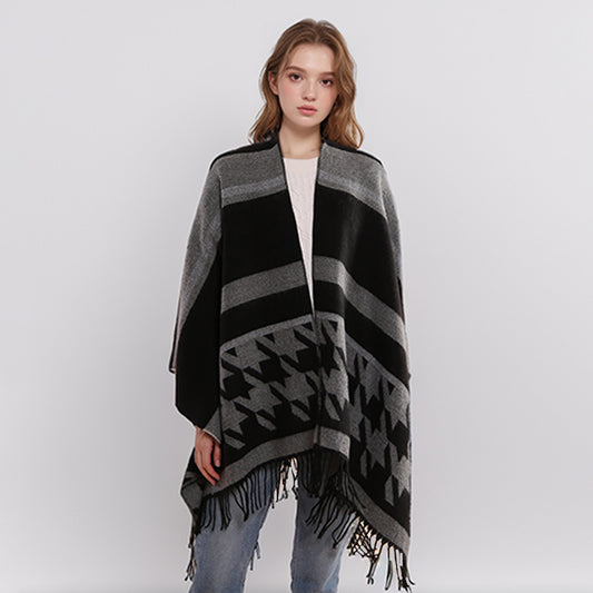 Thick Long Casual Color-block British Style Warm Scarf