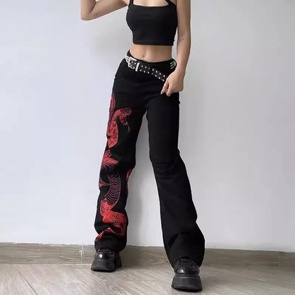 Snake Print Casual Halloween Pants