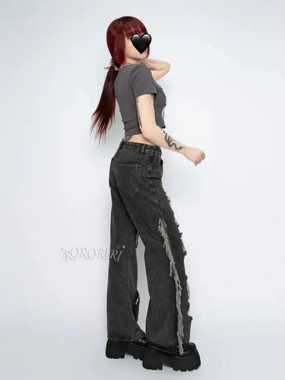 Patchwork Tassel Halloween Flare Pants