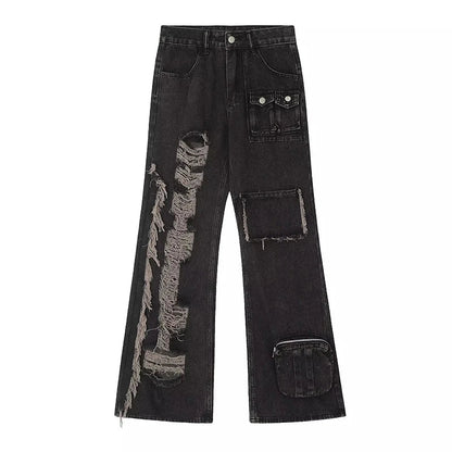 Patchwork Tassel Halloween Flare Pants