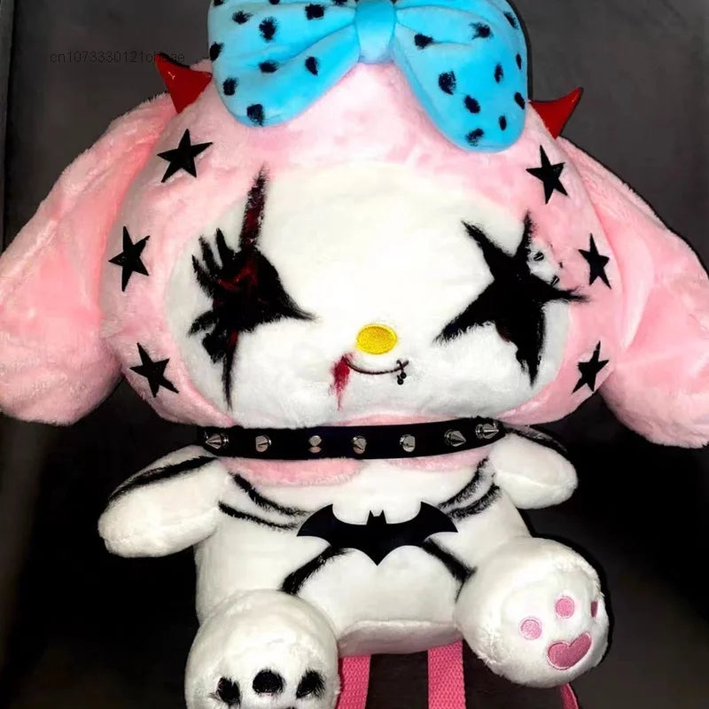 Sanrio Punk Kuromi Spicy Gothic Y2K Plush Funny Street Dark American Girl Bag