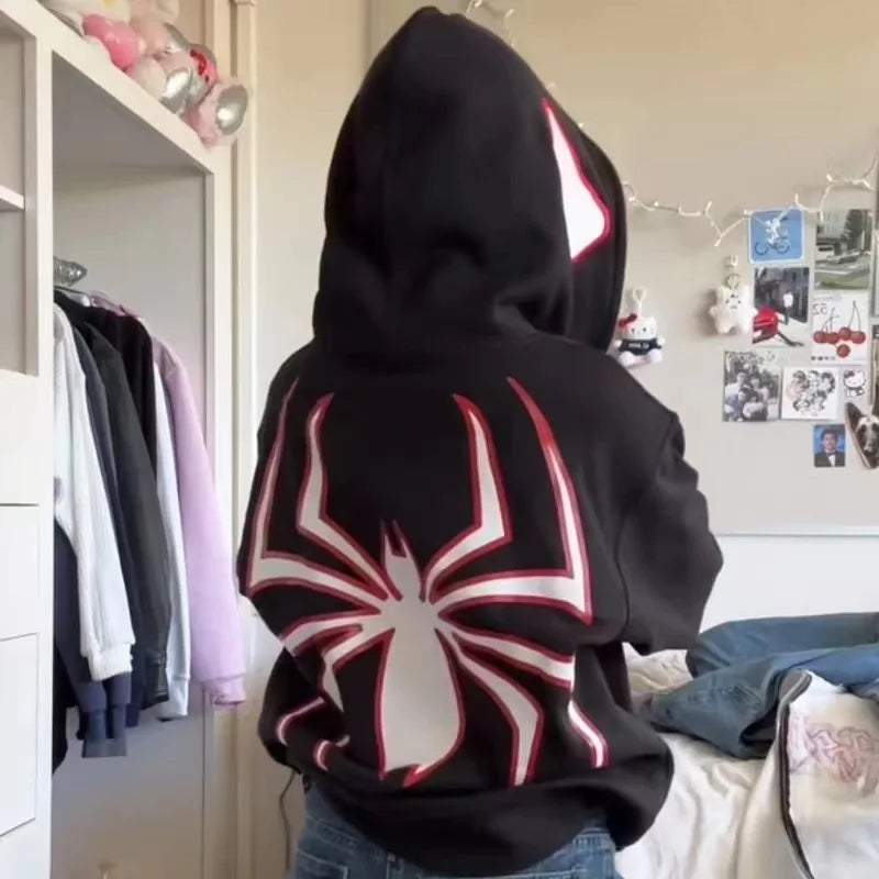 Spider Print Oversized Graphic Harajuku Streetwear Hoodie