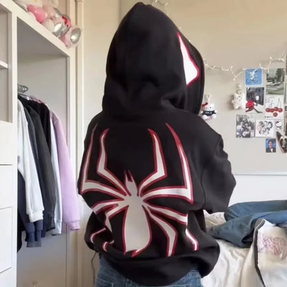 Spider Print Oversized Graphic Harajuku Streetwear Hoodie