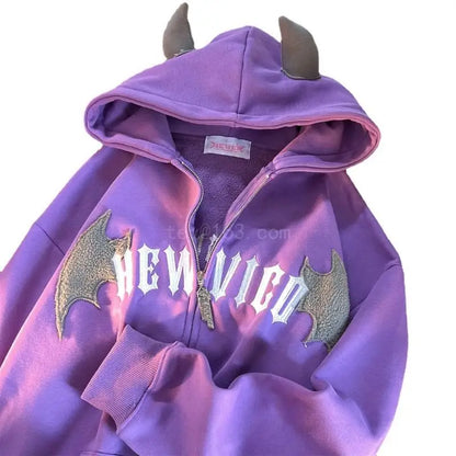 Stylish Devil Horn Lightweight Loose Long Sleeve Hoodie