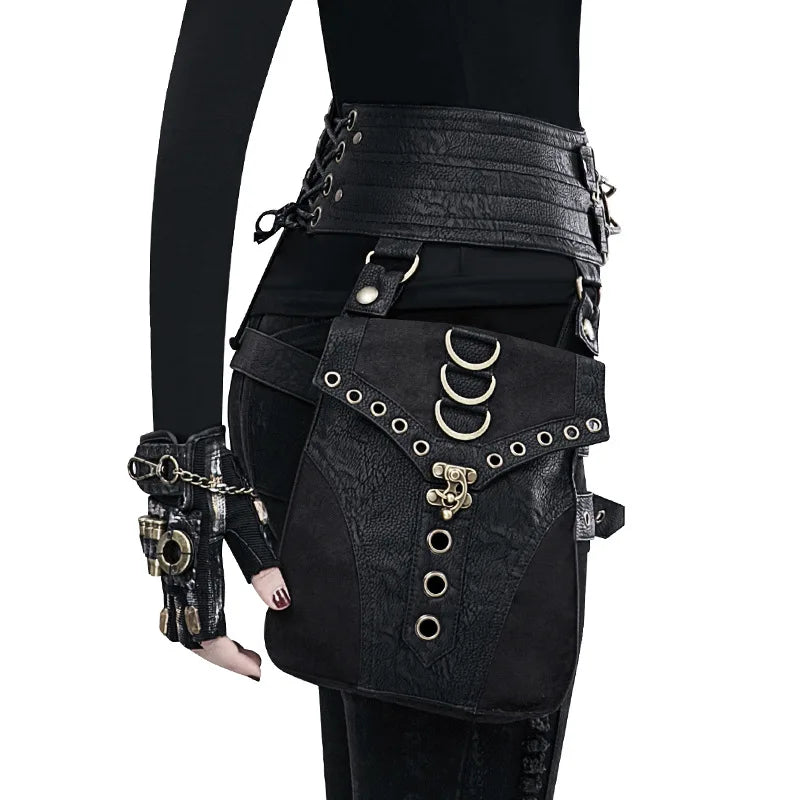 Punk Thigh Waist Skull Hop Rivet Retro Rock Gothic Leg Hip Rivet Bag