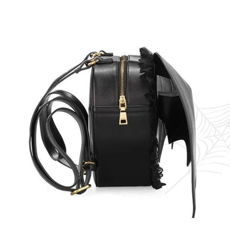 Trendy Gothic PU Dating Backpack Shopping Wing Daypack Bat Lace Bag