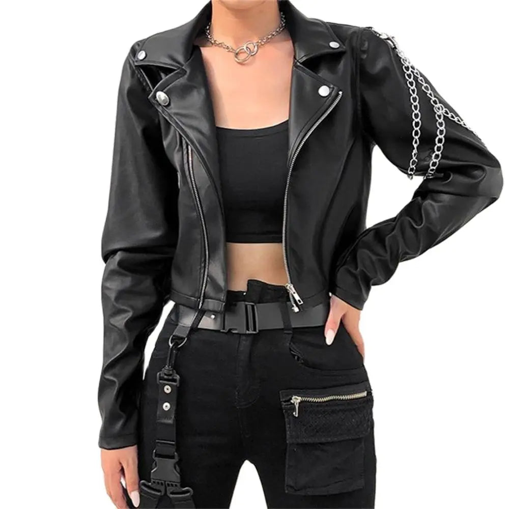 Faux Leather Cropped Punk Gothic Long Sleeve Jackets