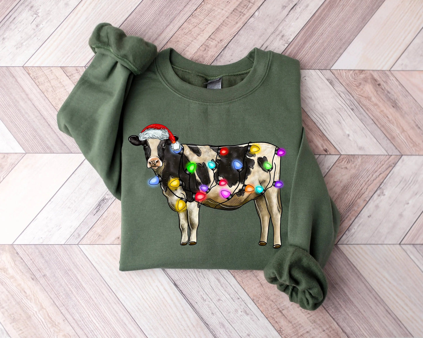 Christmas Cow Lights Hoodie - Farm Sports Model