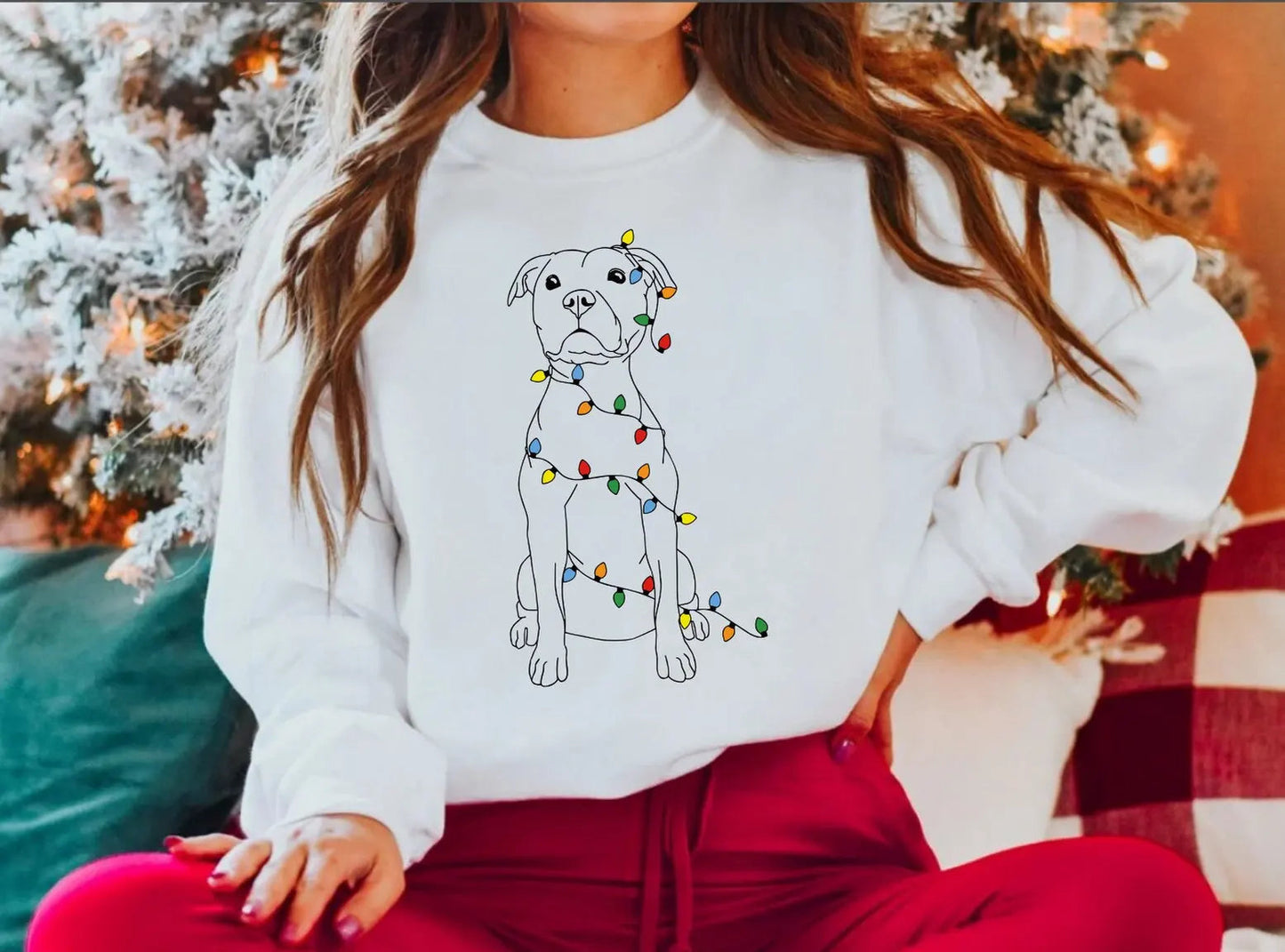 Cute Pitbull Christmas Hoodie for Girls