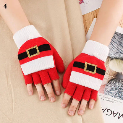 Fluffy Bear Cat Paw Claw Fingerless Winter Gloves - Korean Style Gift for Christmas