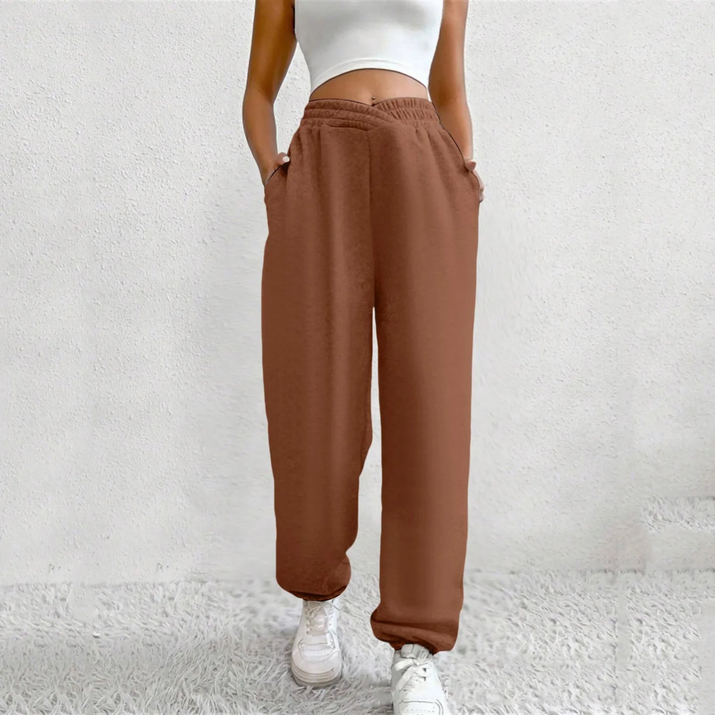 High Waist Loose Pockets Training Sports Baggy Fall Winter Pants