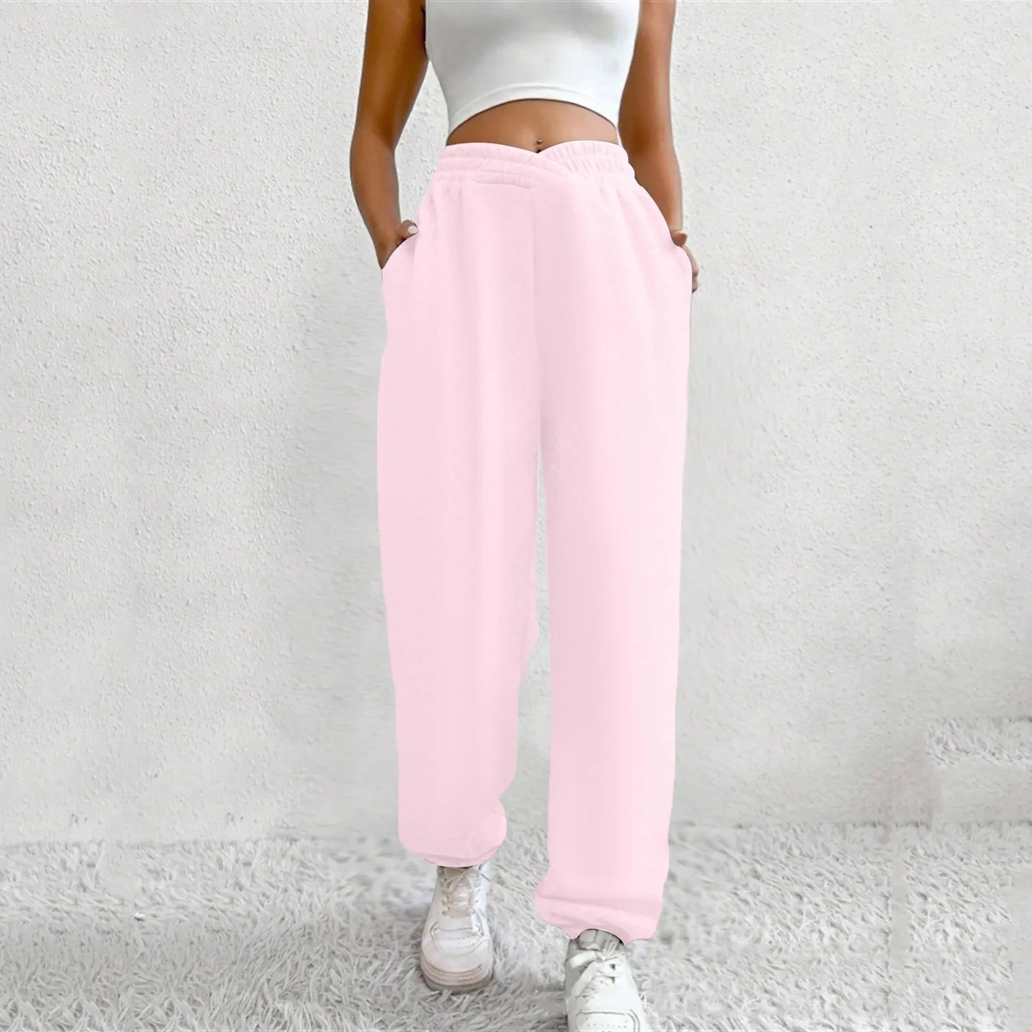 High Waist Loose Pockets Training Sports Baggy Fall Winter Pants