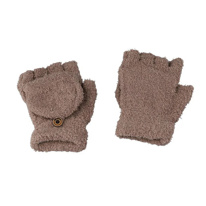 Fluffy Bear Cat Paw Claw Fingerless Winter Gloves - Korean Style Gift for Christmas