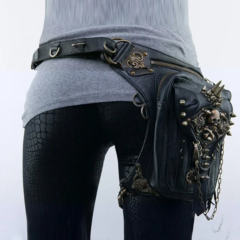 Steam Hip Belt Mobile Fanny Phone Messenger Punk Gothic Leg Waist Bag