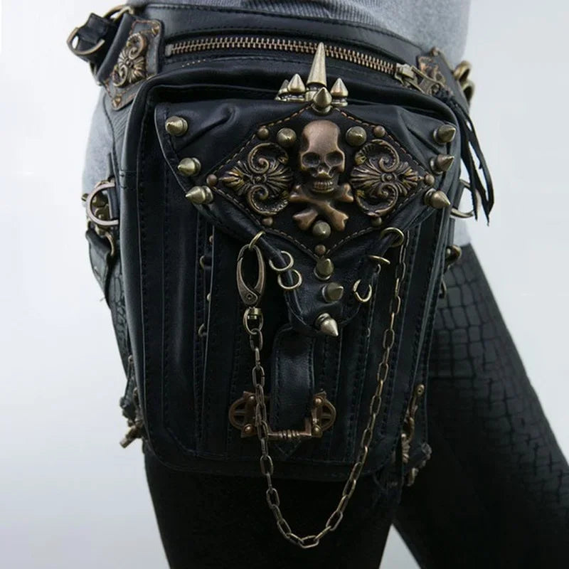 Steam Hip Belt Mobile Fanny Phone Messenger Punk Gothic Leg Waist Bag