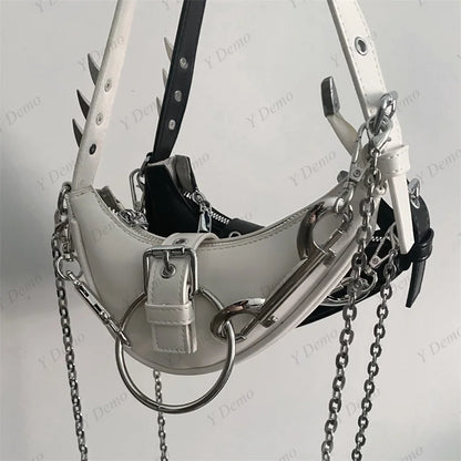 Punk Sparks Rock Buckles Shoulder Rivets Metal Gothic Crossbody Bag