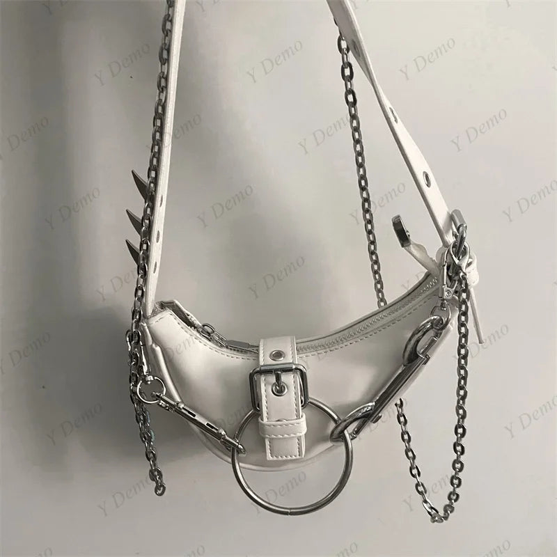 Punk Sparks Rock Buckles Shoulder Rivets Metal Gothic Crossbody Bag