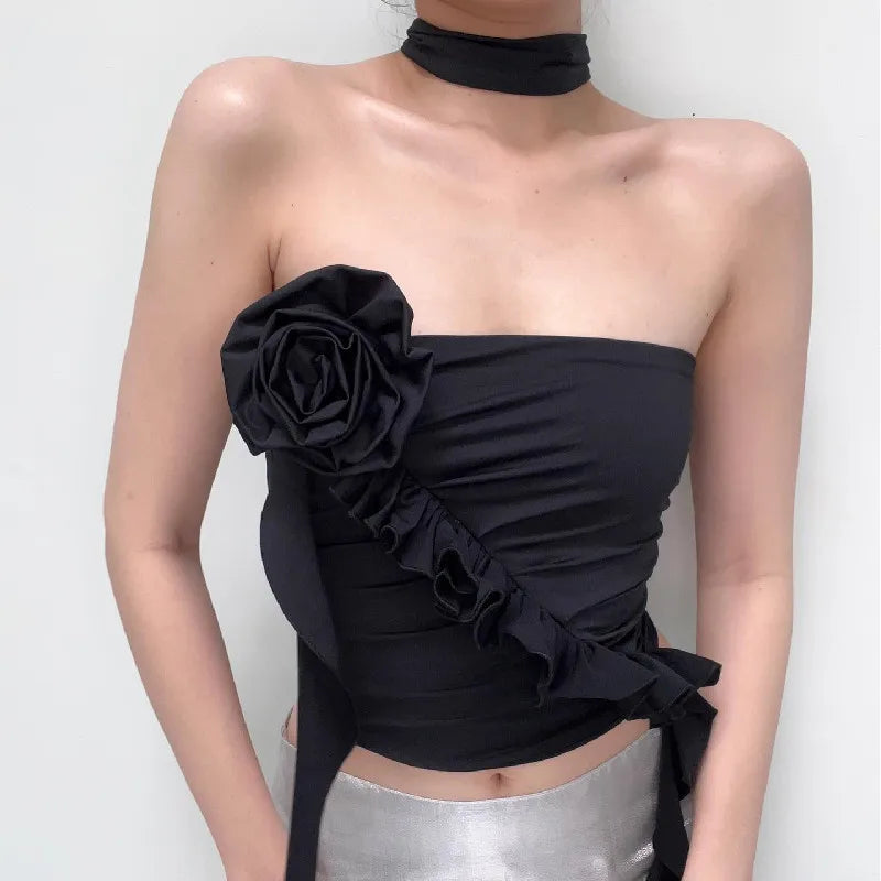 Y2K Gothic Streetwear Backless Off Shoulder Crop Top