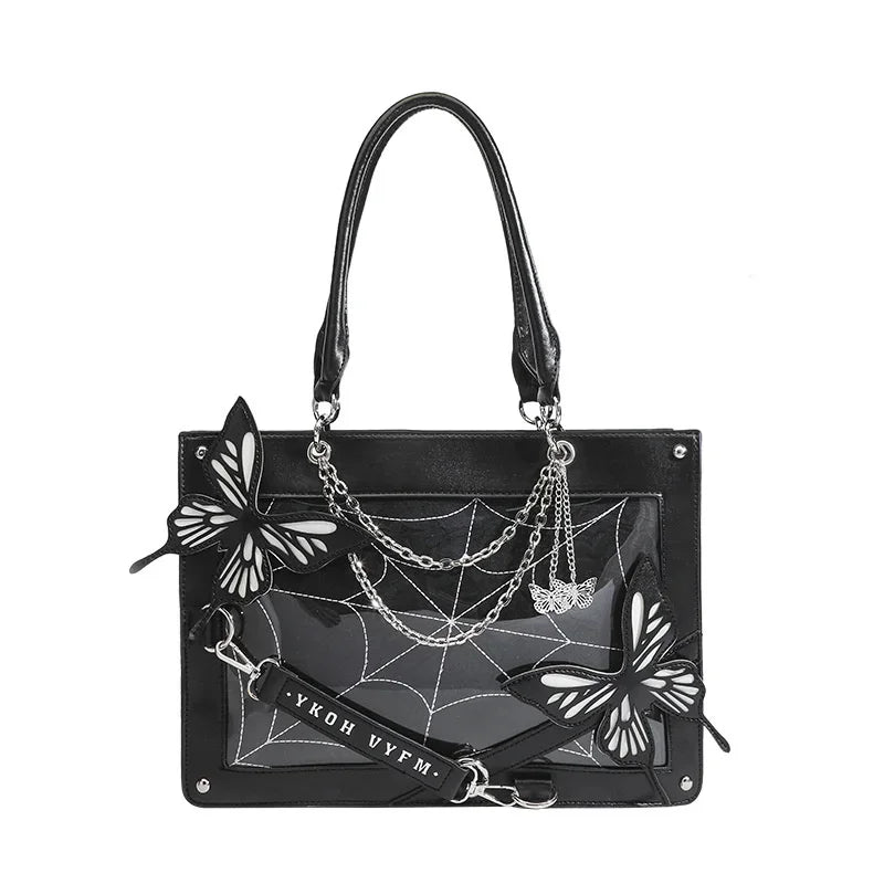 Y2K Gothic DIY Labyrinth Lolita Web Chain Spider Transparent Butterfly Bag