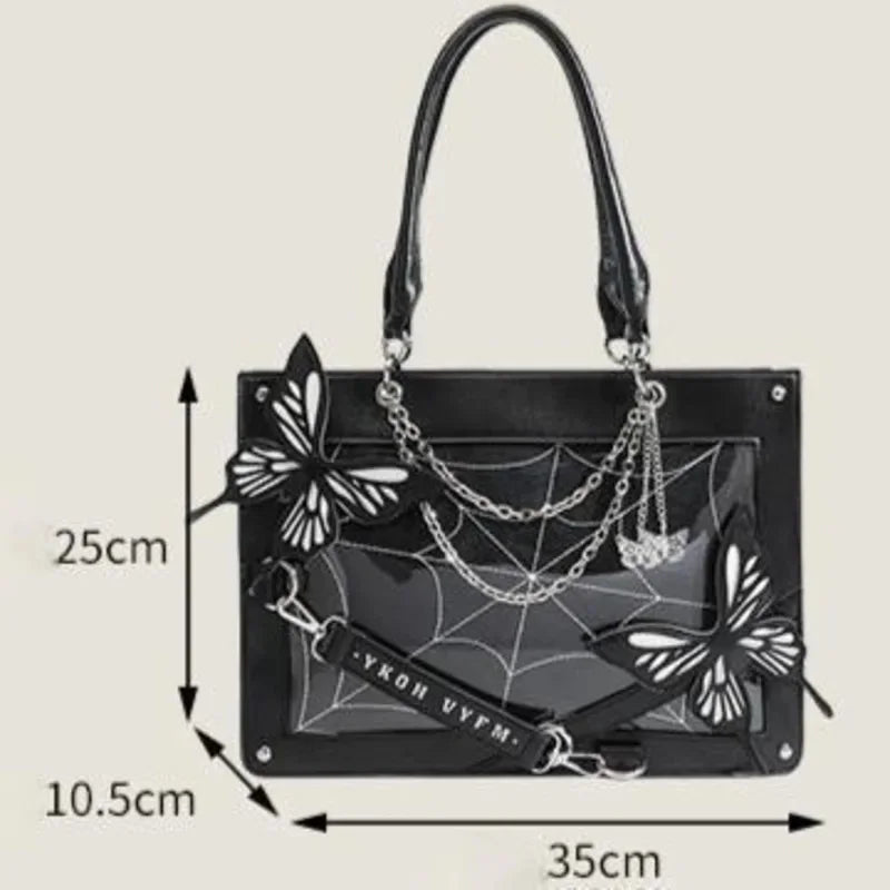 Y2K Gothic DIY Labyrinth Lolita Web Chain Spider Transparent Butterfly Bag