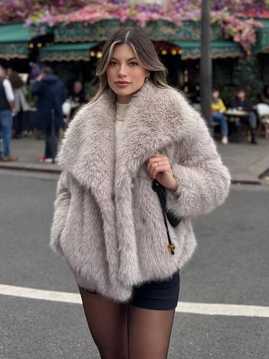 Faux Fur Oversized Fashion Thick Warm Casual Elegant Coats