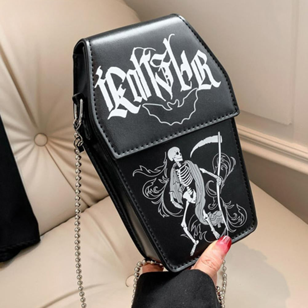 Gothic Shape Coffin PU Halloween Funny Cosmetic Leather Bag