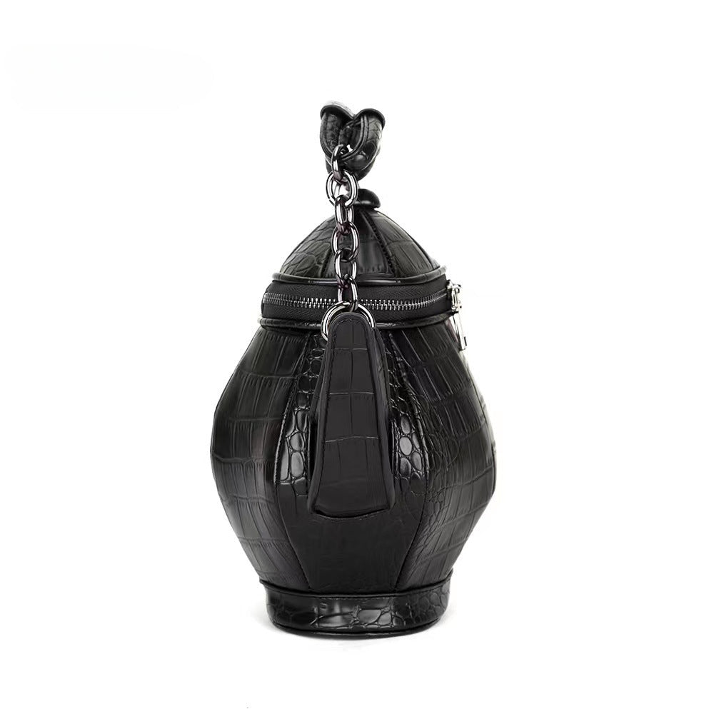 Fashion Shaped Leather Funny Personalized Gothic Pattern Stone Teapot Bag