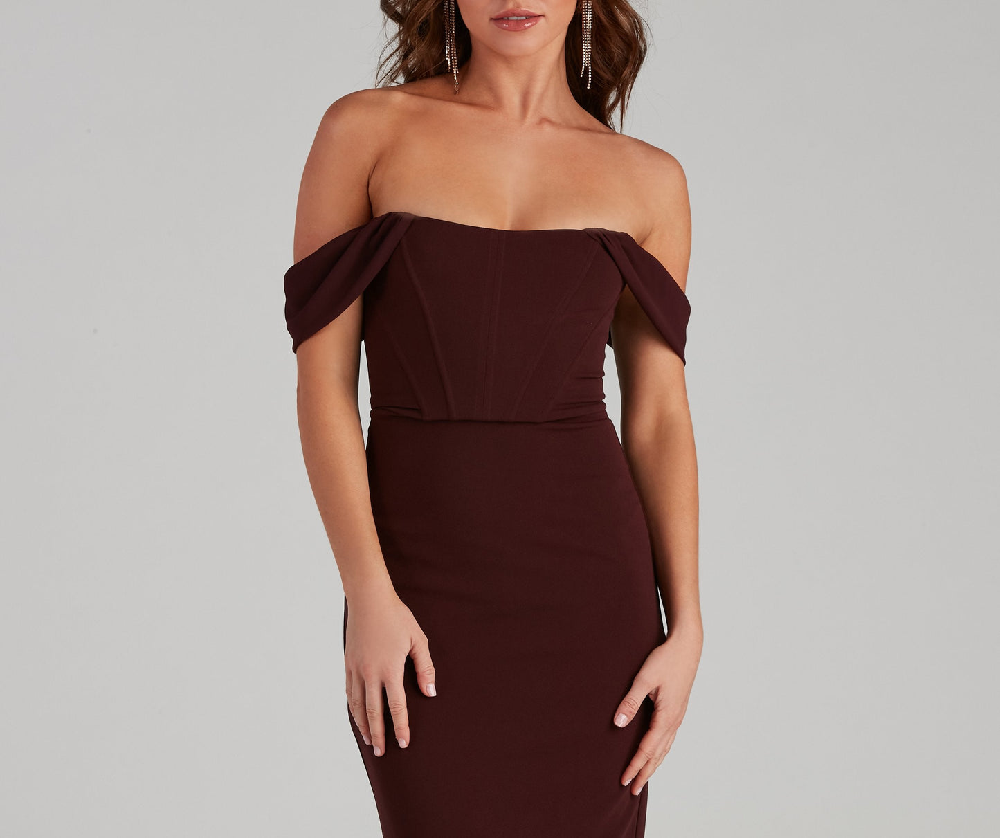 Sheila Crepe Corset Midi Formal Dress