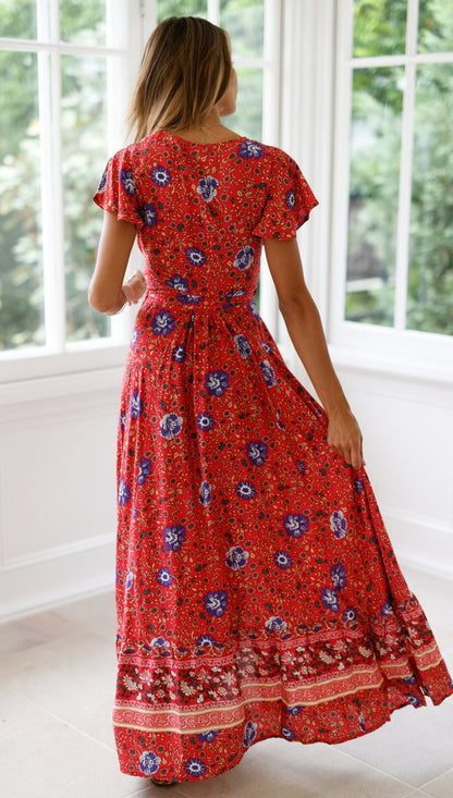 Hurry Up Love Floral Wrap Maxi Dress - FINAL SALE