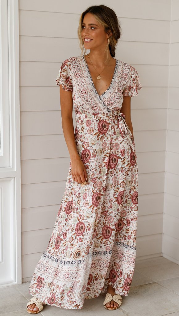 Made Of Sun High Low Pocketed Tie Maxi Dress