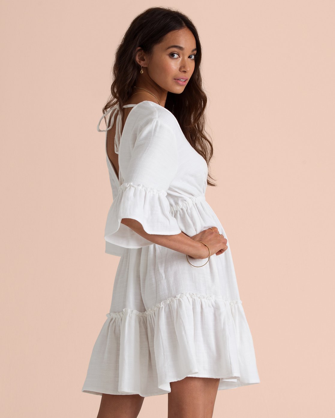 Yolanda Cotton Eyelet Tiered Babydoll Dress