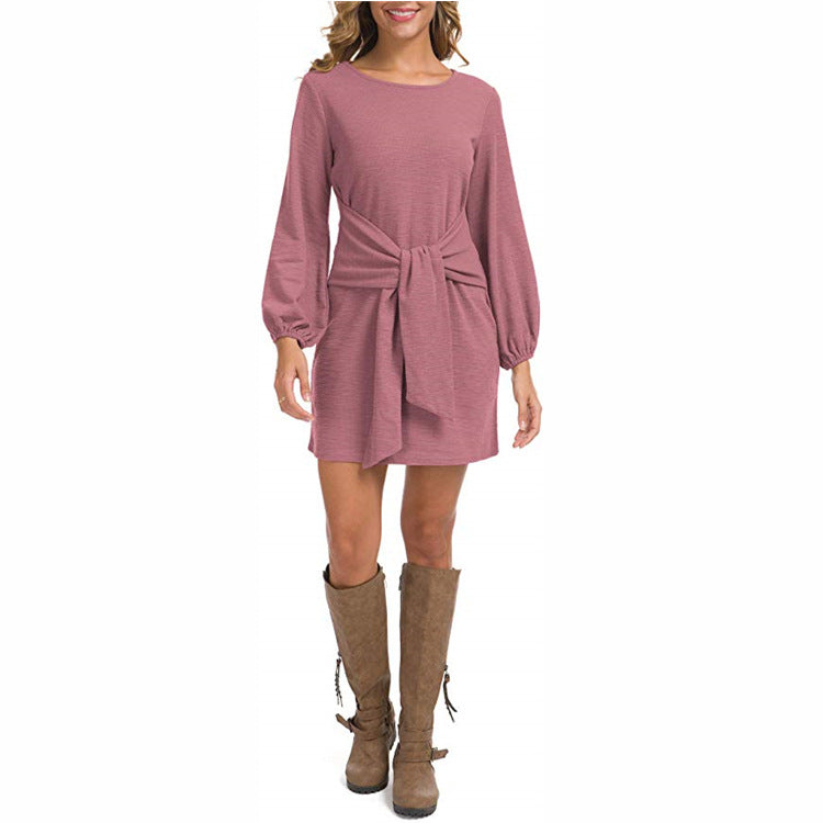 Mithra Tie Front Knit Dress - Dusty Pink